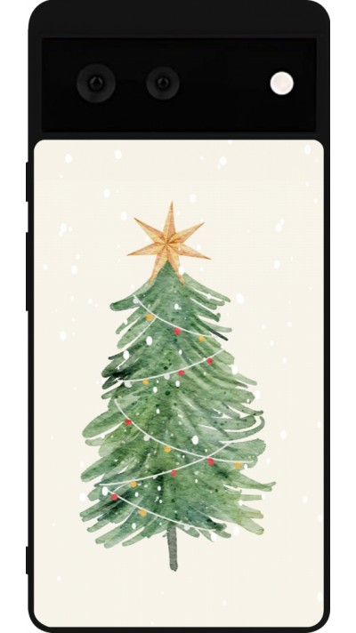 Coque Google Pixel 6 - Silicone rigide noir Christmas 25 Sketch Tree