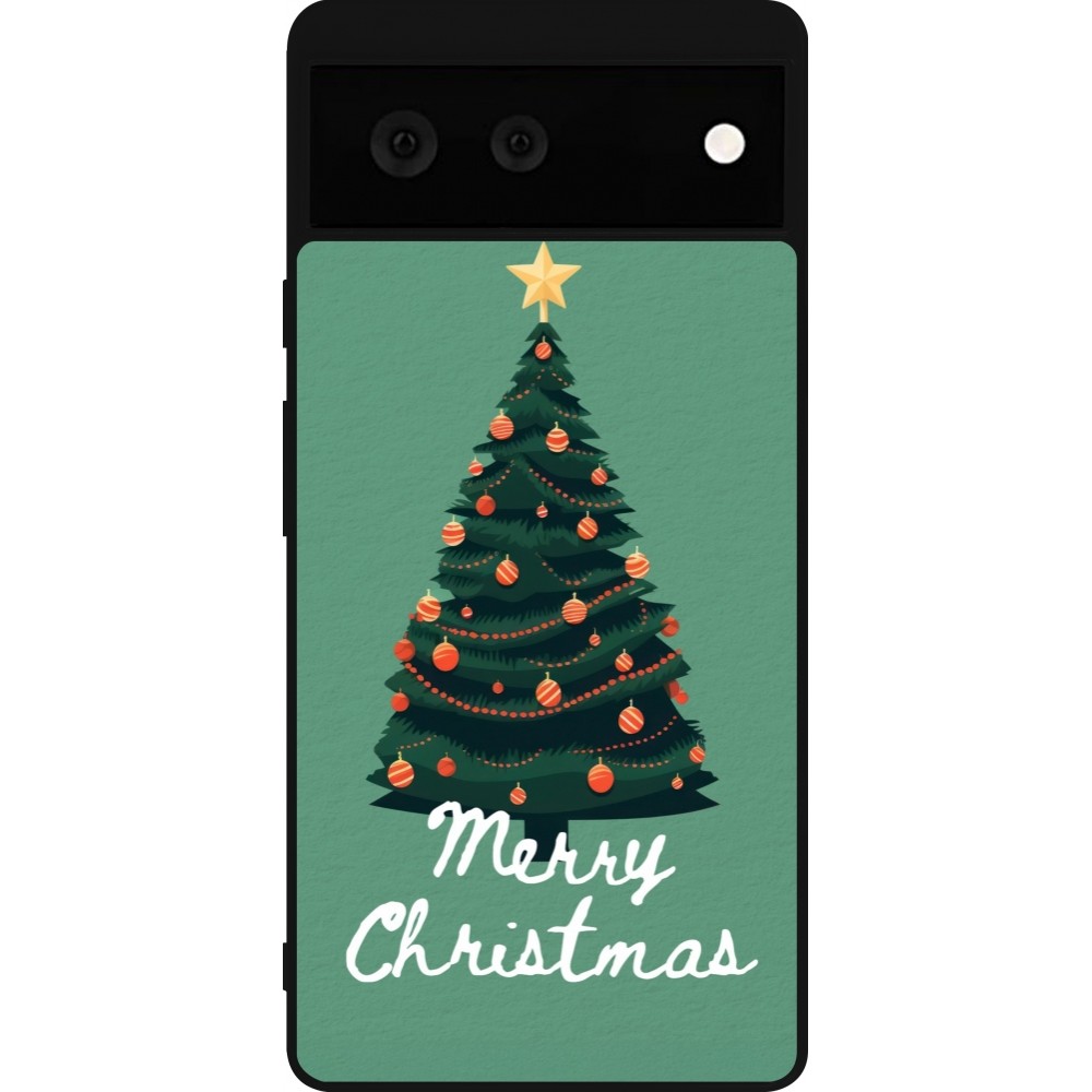 Coque Google Pixel 6 - Silicone rigide noir Christmas 25 Xmas Tree