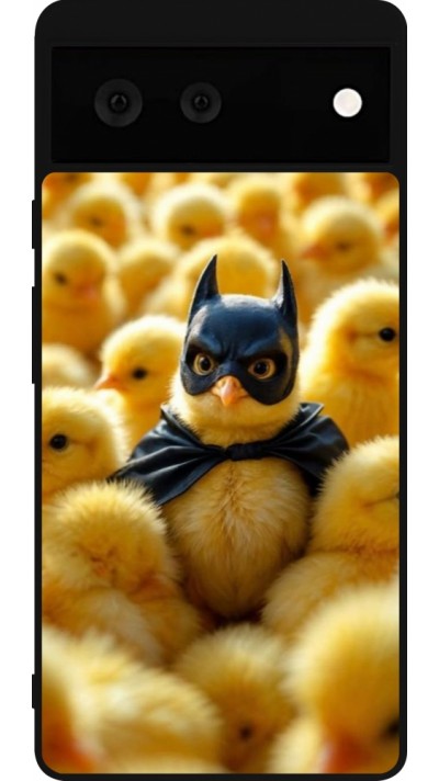 Coque Google Pixel 6 - Silicone rigide noir Easter 2026 Chicken Batman