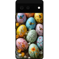 Coque Google Pixel 6 - Silicone rigide noir Easter 2026 Eggs with bees