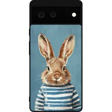 Coque Google Pixel 6 - Silicone rigide noir Easter 2026 Rabbit navy