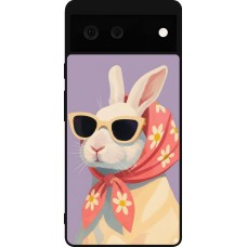 Coque Google Pixel 6 - Silicone rigide noir Easter 2026 Rabbit with scarf