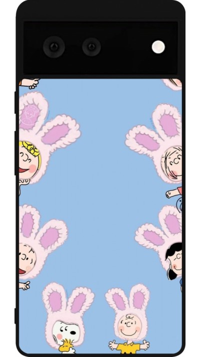 Coque Google Pixel 6 - Silicone rigide noir Easter 2026 Snoopy