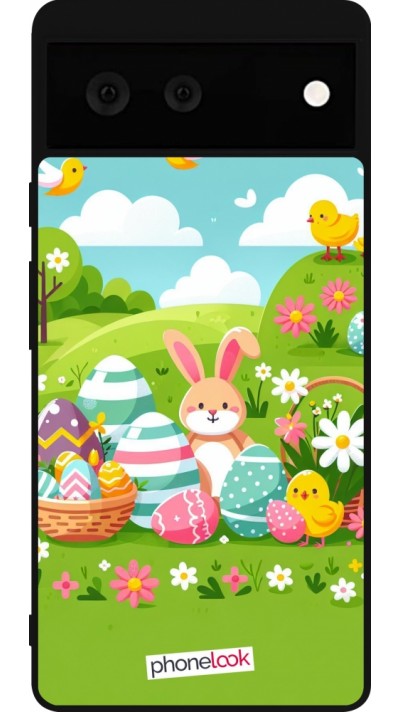 Google Pixel 6 Case Hülle - Silikon schwarz Ostern 2025 Gruen