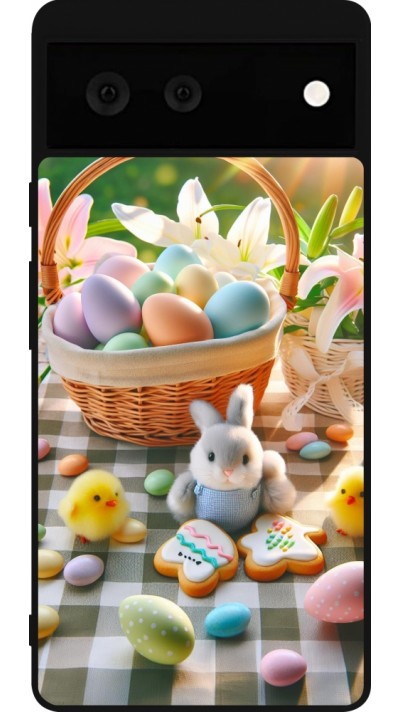 Google Pixel 6 Case Hülle - Silikon schwarz Ostern 2025 Osterkorb