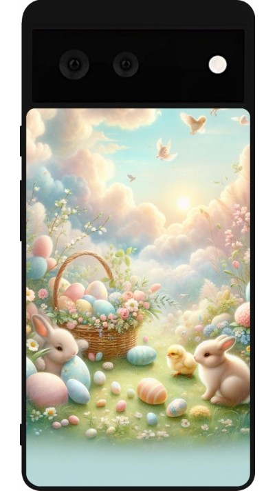Google Pixel 6 Case Hülle - Silikon schwarz Ostern 2025 Pastell Ostern