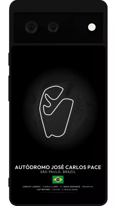 Coque Google Pixel 6 - Silicone rigide noir F1 Track 2025 Brazil