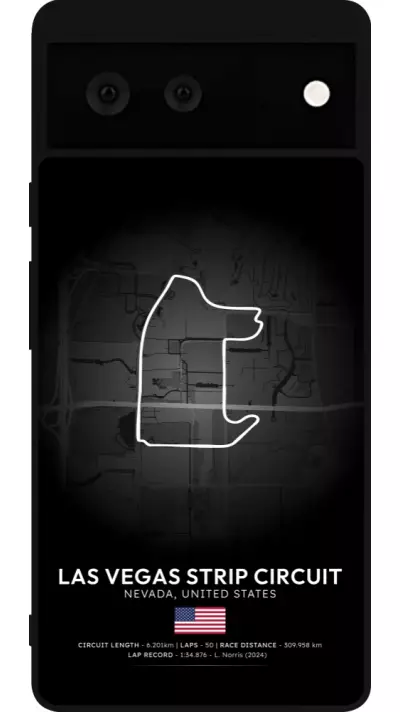 Coque Google Pixel 6 - Silicone rigide noir F1 Track 2025 Las Vegas