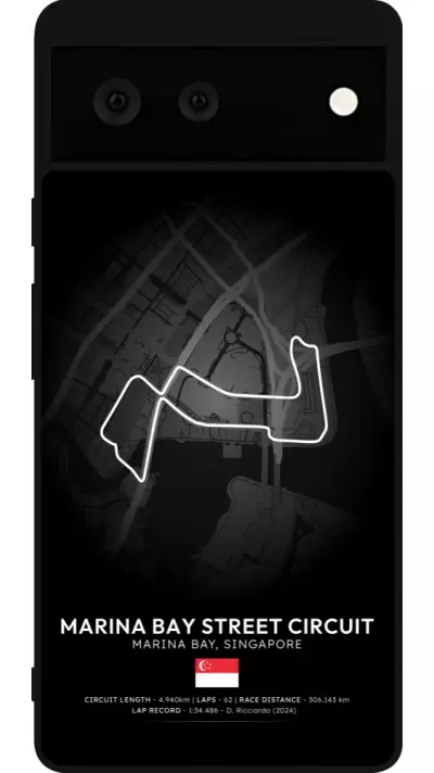 Coque Google Pixel 6 - Silicone rigide noir F1 Track 2025 Singapore