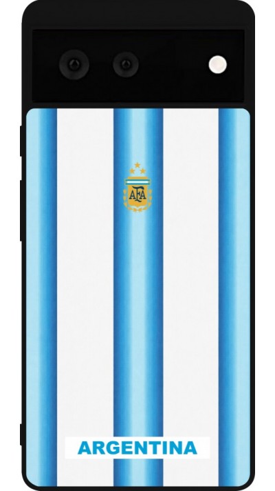 Coque Google Pixel 6 - Silicone rigide noir Maillot de football Argentine 2026 personnalisable