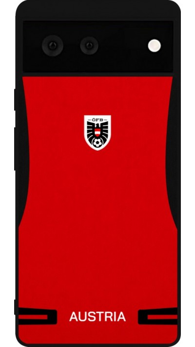 Coque Google Pixel 6 - Silicone rigide noir Maillot de football Autriche 2026 personnalisable