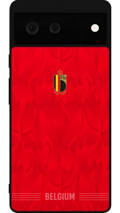 Coque Google Pixel 6 - Silicone rigide noir Maillot de football Belgique 2026 personnalisable