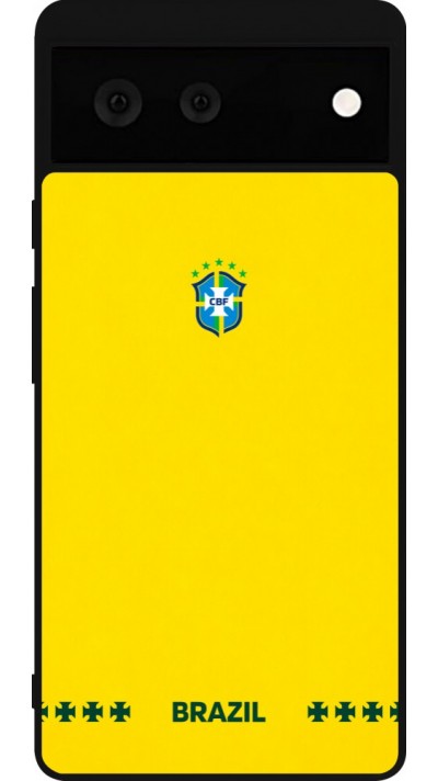 Coque Google Pixel 6 - Silicone rigide noir Maillot de football Bresil 2026 personnalisable