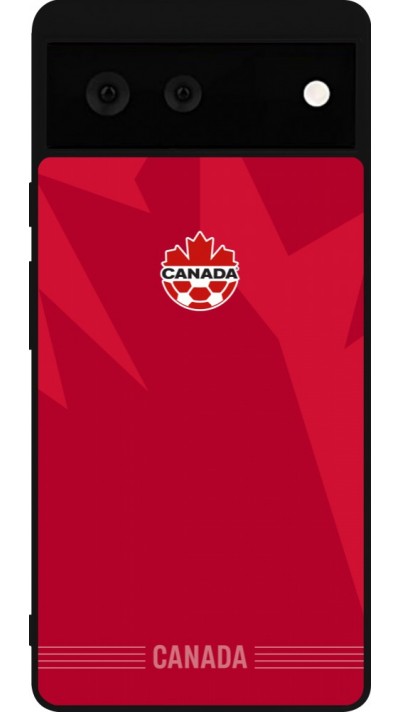 Coque Google Pixel 6 - Silicone rigide noir Maillot de football Canada 2026 personnalisable