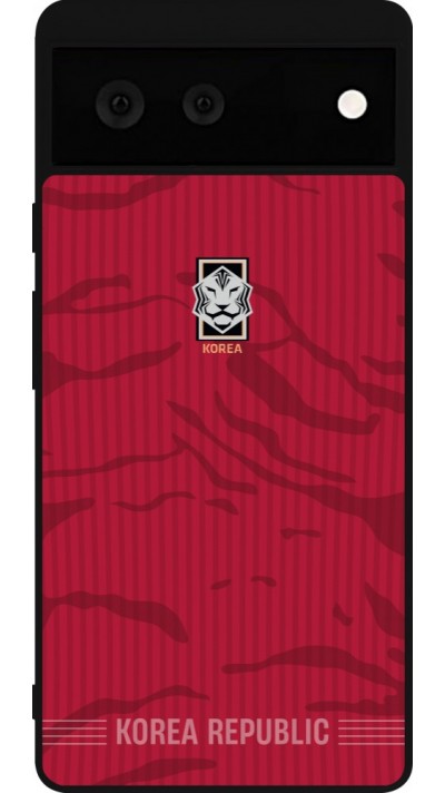 Coque Google Pixel 6 - Silicone rigide noir Maillot de football Corée du Sud 2026 personnalisable