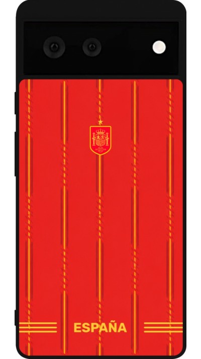 Coque Google Pixel 6 - Silicone rigide noir Maillot de football Espagne 2026 personnalisable
