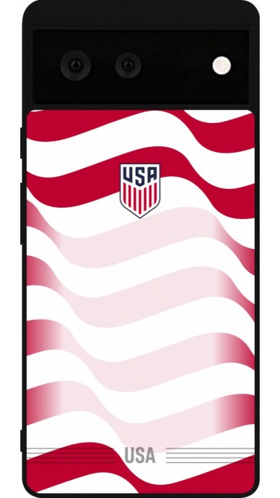 Coque Google Pixel 6 - Silicone rigide noir Maillot de football E?tats Unis 2026 personnalisable