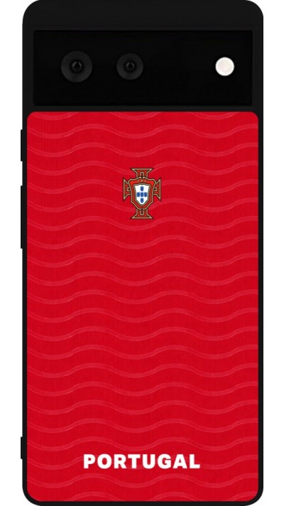 Coque Google Pixel 6 - Silicone rigide noir Maillot de football Portugal 2026 personnalisable