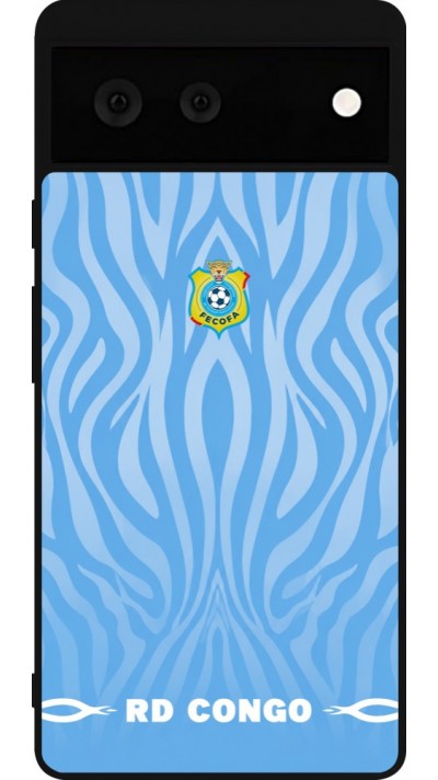 Coque Google Pixel 6 - Silicone rigide noir Maillot de football RD Congo 2026 personnalisable