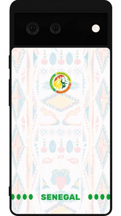 Coque Google Pixel 6 - Silicone rigide noir Maillot de football Sénégal 2026 personnalisable