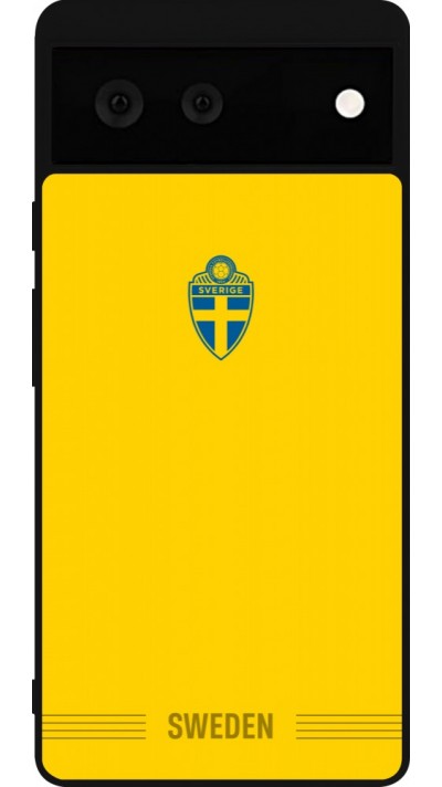 Coque Google Pixel 6 - Silicone rigide noir Maillot de football Suède 2026 personnalisable