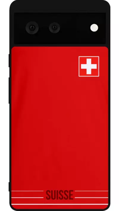 Coque Google Pixel 6 - Silicone rigide noir Football shirt Switzerland 2022