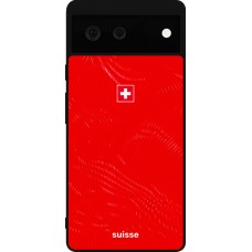 Coque Google Pixel 6 - Silicone rigide noir Maillot de football Suisse 2026 personnalisable