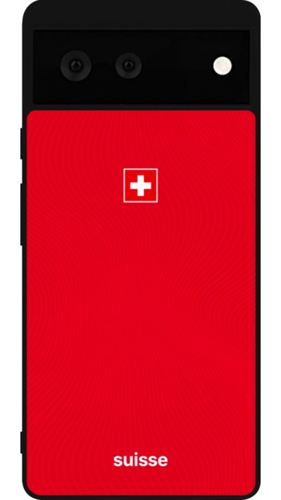 Coque Google Pixel 6 - Silicone rigide noir Maillot de football Suisse 2026 personnalisable