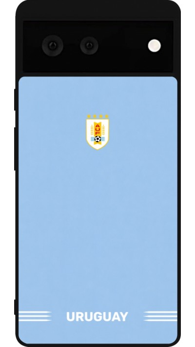 Coque Google Pixel 6 - Silicone rigide noir Maillot de football Uruguay 2026 personnalisable
