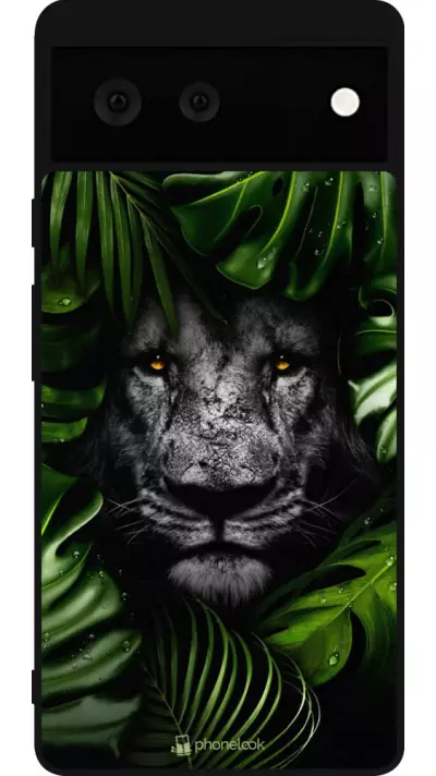 Coque Google Pixel 6 - Silicone rigide noir Forest Lion