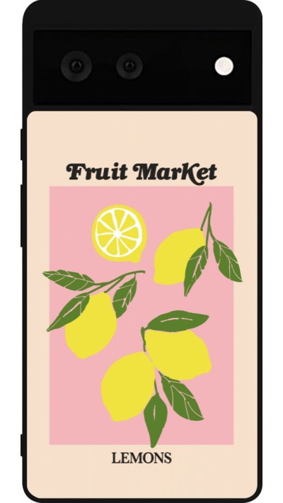 Coque Google Pixel 6 - Silicone rigide noir Fruit market lemons 2026