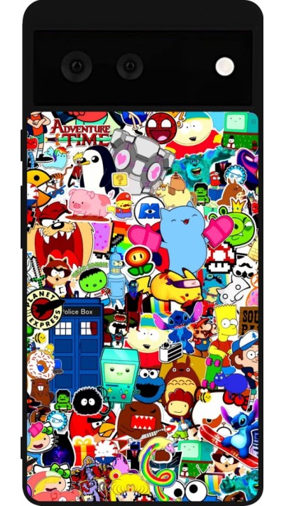 Coque Google Pixel 6 - Silicone rigide noir Mixed cartoons