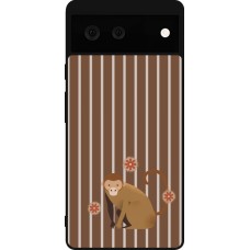 Coque Google Pixel 6 - Silicone rigide noir Monkey with stripes