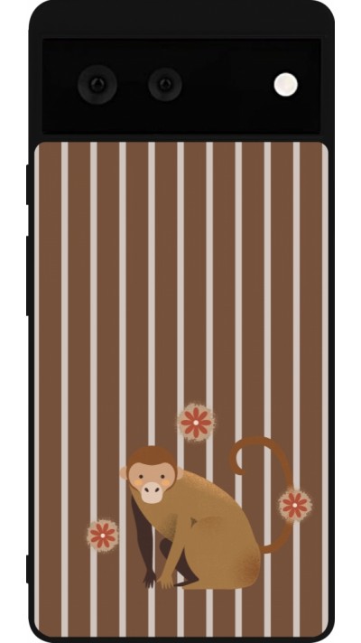 Google Pixel 6 Case Hülle - Silikon schwarz Monkey with stripes