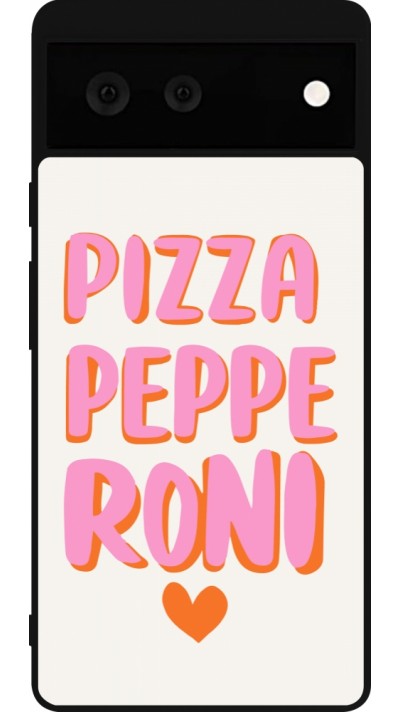Coque Google Pixel 6 - Silicone rigide noir Pizza pepperoni 2026