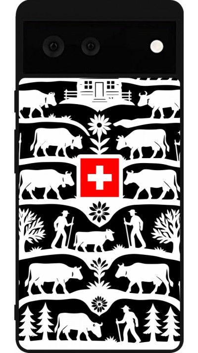 Coque Google Pixel 6 - Silicone rigide noir Poya Suisse 3 noir