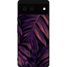 Coque Google Pixel 6 - Silicone rigide noir Purple Light Leaves