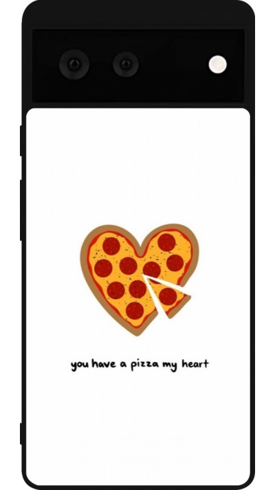 Coque Google Pixel 6 - Silicone rigide noir Saint Valentines Day 26 You have my pizza heart