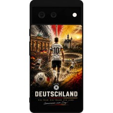 Coque Google Pixel 6 - Silicone rigide noir Football Allemagne splash 2026