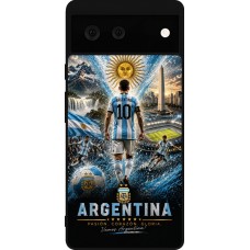 Coque Google Pixel 6 - Silicone rigide noir Football Argentine splash 2026