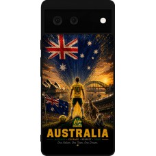 Coque Google Pixel 6 - Silicone rigide noir Football Australie splash 2026