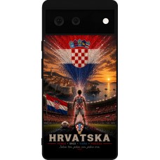 Coque Google Pixel 6 - Silicone rigide noir Football Croatie splash 2026