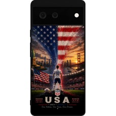 Coque Google Pixel 6 - Silicone rigide noir Football États-Unis splash 2026