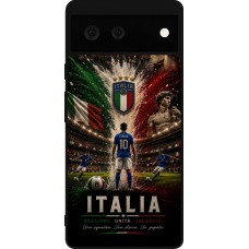 Coque Google Pixel 6 - Silicone rigide noir Football Italie splash 2026