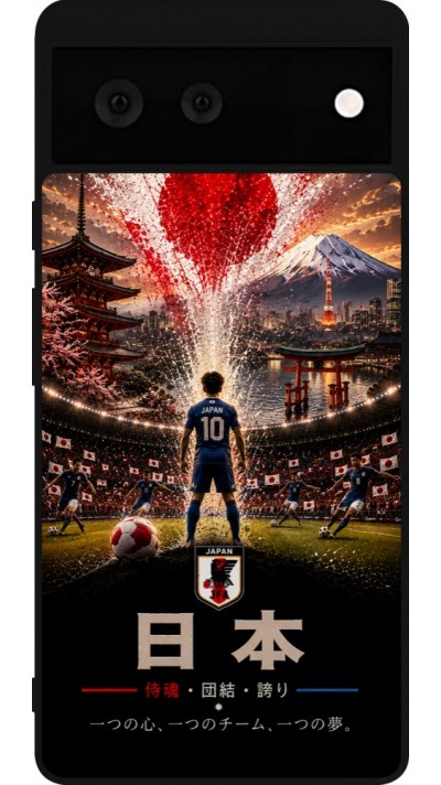 Coque Google Pixel 6 - Silicone rigide noir Football Japon splash 2026