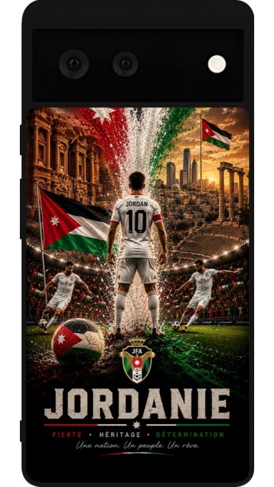 Coque Google Pixel 6 - Silicone rigide noir Football Jordanie splash 2026