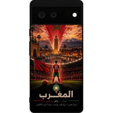 Coque Google Pixel 6 - Silicone rigide noir Football Maroc splash 2026