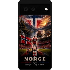 Coque Google Pixel 6 - Silicone rigide noir Football Norvège splash 2026
