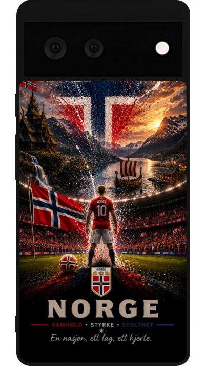 Coque Google Pixel 6 - Silicone rigide noir Football Norvège splash 2026