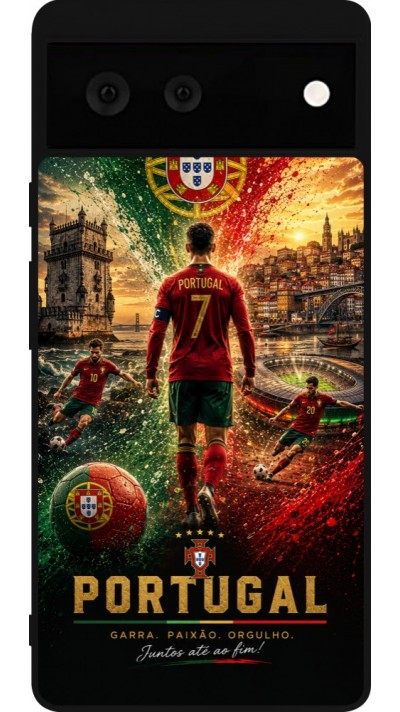Coque Google Pixel 6 - Silicone rigide noir Football Portugal splash 2026